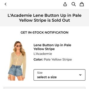 L'Academie Lene Button Up in Pale Yellow Stripe